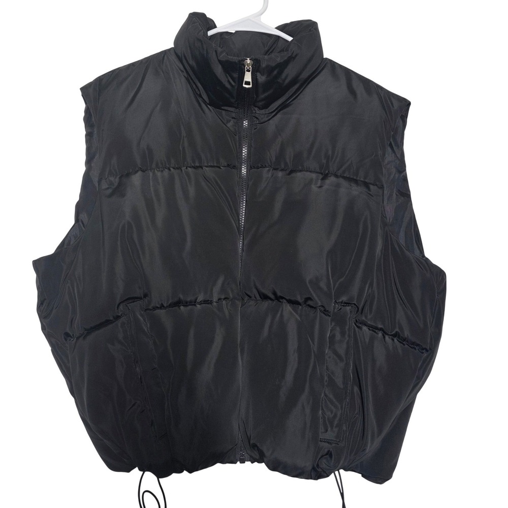 rue21 rue+ Black Puffer Vest 1X Plus Size Cropped Quilted Zip Up 67875XR21